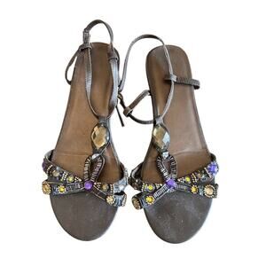 Beaded Jeweled Gladiator Sandals Brown Strappy Women’s Size 7
